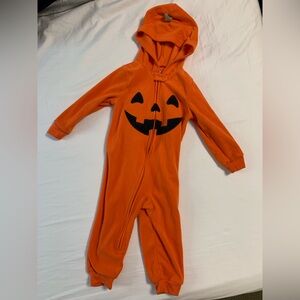 Carter's Orange Hooded Pumpkin Fleece Coveralls